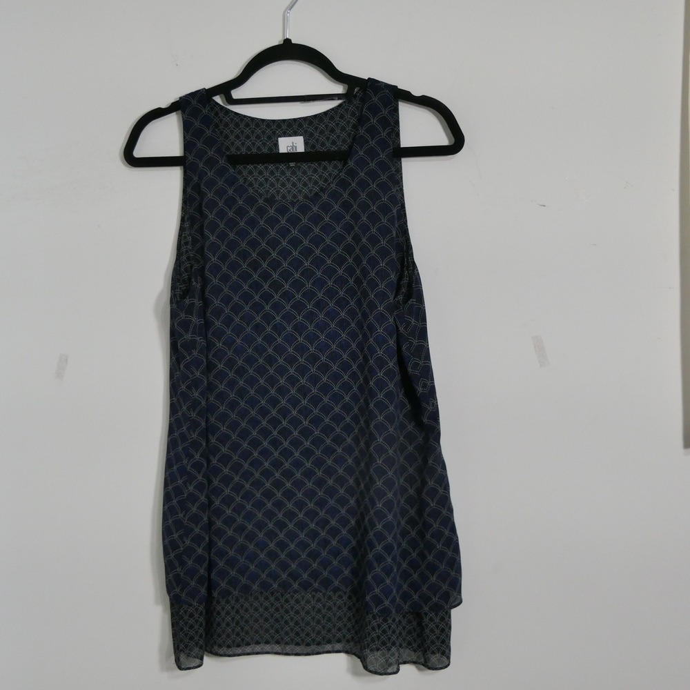CAbi Women's Layered Tank L Scallop Mermaid Scale Sleeveless Style #3783 ‎ Flowy